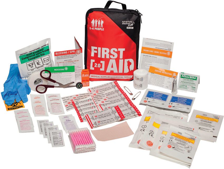 Adventure Medical Kits Adventure First Aid 2.0 Kit, 1 to 4 People, Organized Pockets, Cold Pack