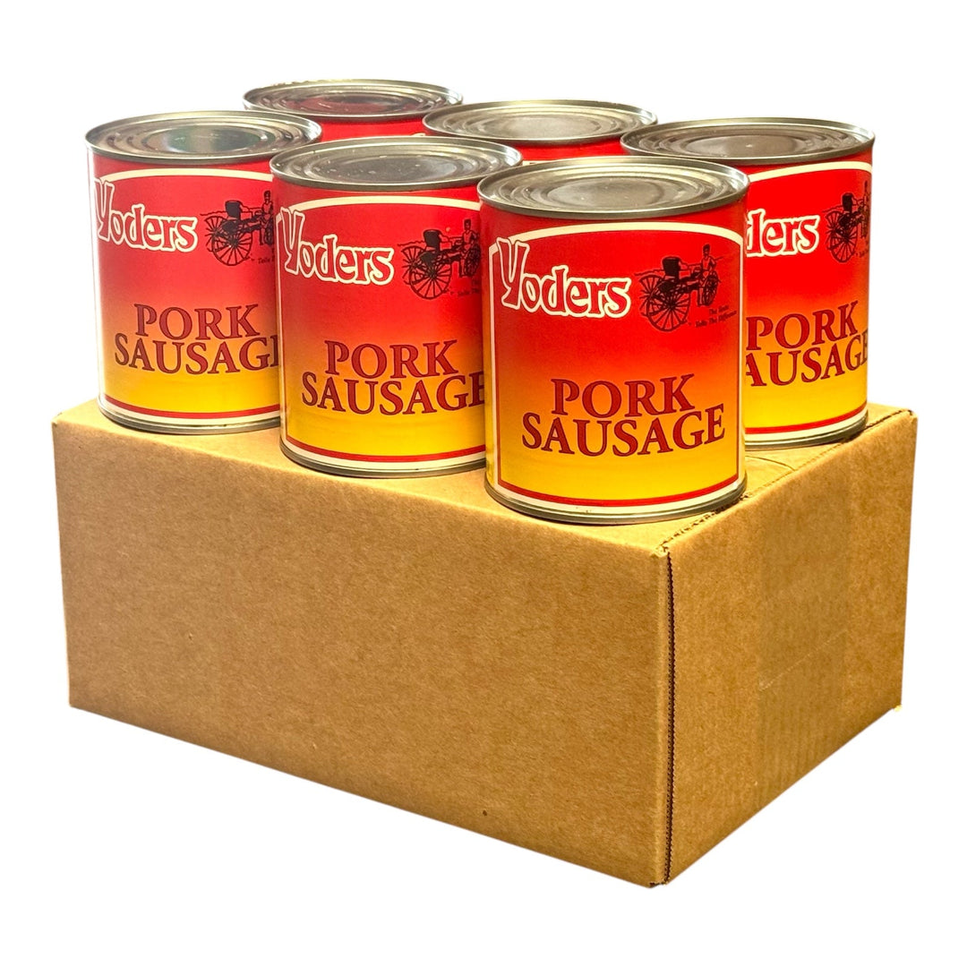 Yoder’s Canned Pork Sausage| 28 oz can | Real USA Pork | Fully Cooked | Shelf Stable Survival Food | 10+ Year Shelf Life | Ready to Eat | Ideal for Prepping, Storage &amp; Camping