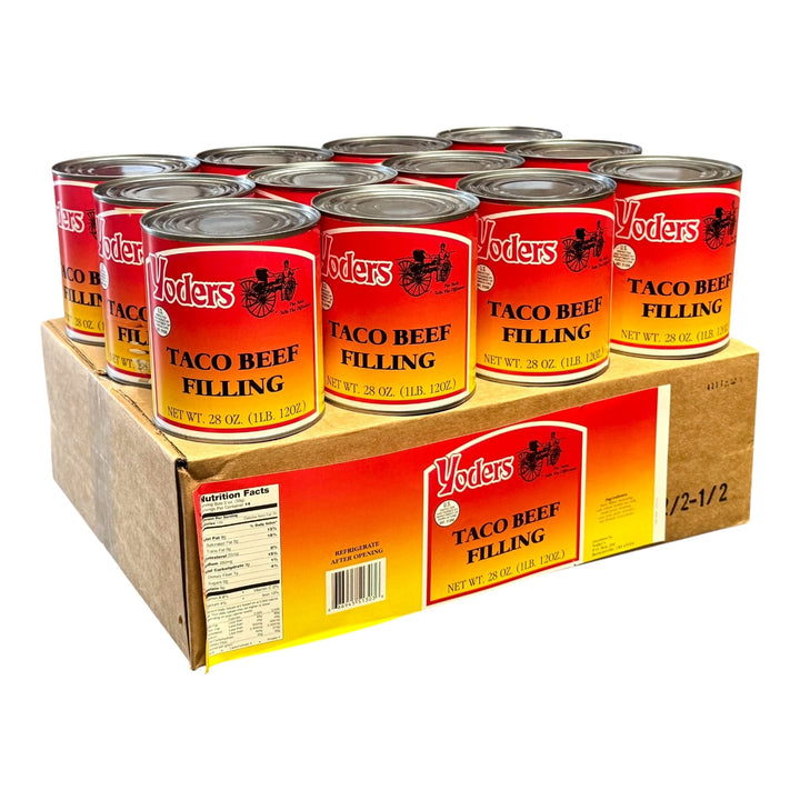 Yoder’s Canned Taco Beef Filling | 28 oz can | Real USA Beef | Fully Cooked | Shelf Stable Survival Food | 10+ Year Shelf Life | Ready to Eat | Ideal for Prepping, Storage &amp; Camping