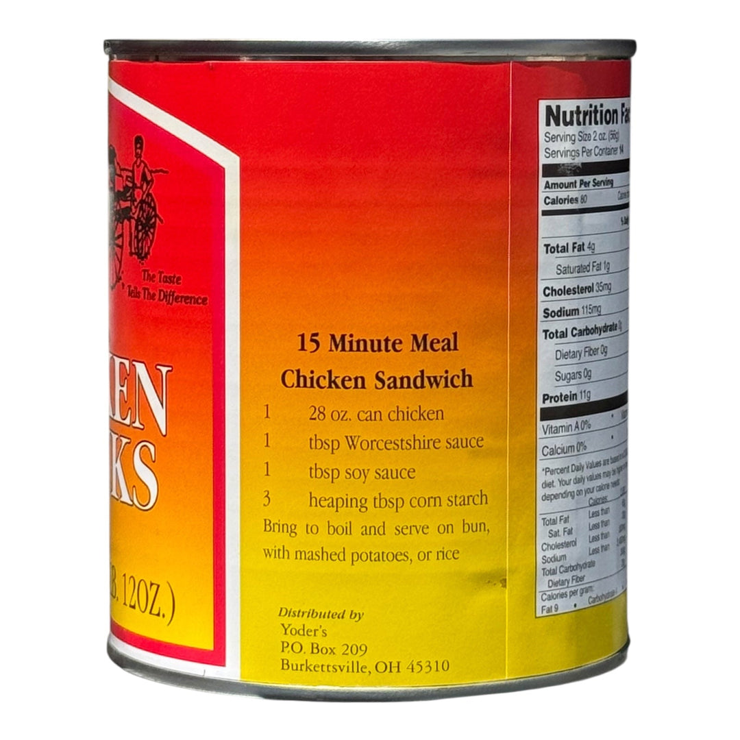 Yoder’s Canned Chicken Chunks | 28 oz can | Real USA Chicken | Fully Cooked | Shelf Stable Survival Food | 10+ Year Shelf Life | Ready to Eat | Ideal for Prepping, Storage &amp; Camping