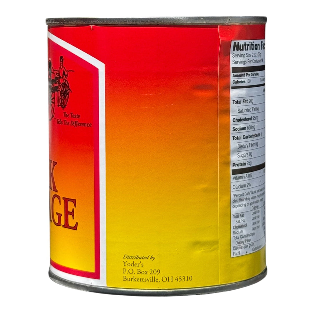 Yoder’s Canned Pork Sausage| 28 oz can | Real USA Pork | Fully Cooked | Shelf Stable Survival Food | 10+ Year Shelf Life | Ready to Eat | Ideal for Prepping, Storage &amp; Camping