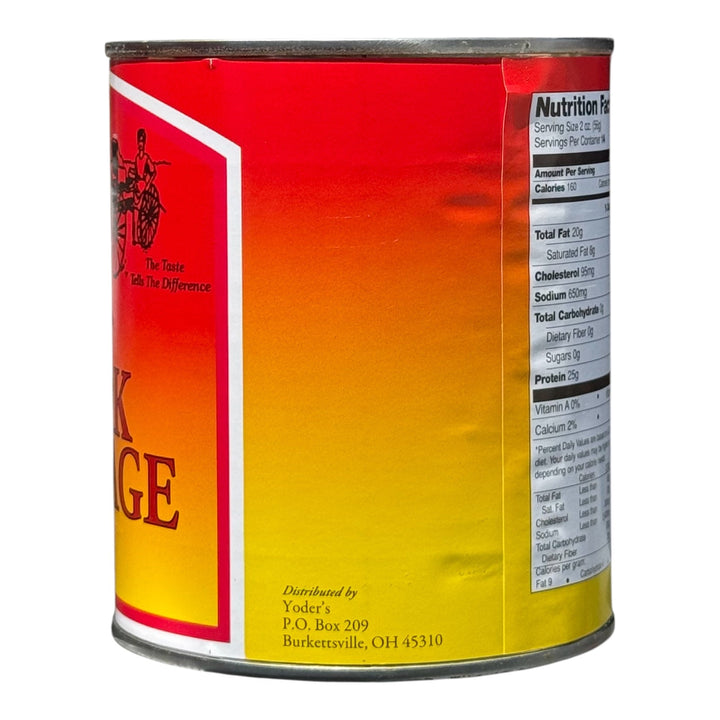 Yoder’s Canned Pork Sausage| 28 oz can | Real USA Pork | Fully Cooked | Shelf Stable Survival Food | 10+ Year Shelf Life | Ready to Eat | Ideal for Prepping, Storage &amp; Camping