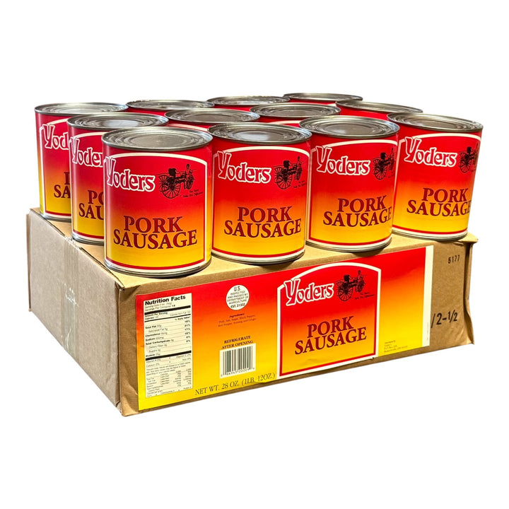 Yoder’s Canned Pork Sausage| 28 oz can | Real USA Pork | Fully Cooked | Shelf Stable Survival Food | 10+ Year Shelf Life | Ready to Eat | Ideal for Prepping, Storage &amp; Camping