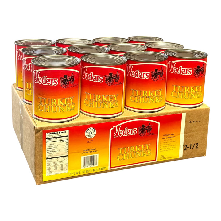 Yoder’s Canned Turkey Chunks | 28 oz can | Real USA Turkey | Fully Cooked | Shelf Stable Survival Food | 10+ Year Shelf Life | Ready to Eat | Ideal for Prepping, Storage &amp; Camping