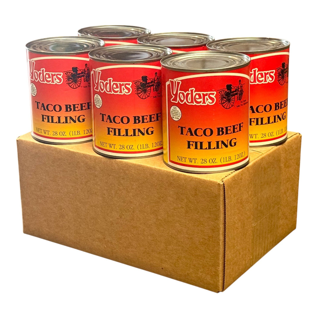 Yoder’s Canned Taco Beef Filling | 28 oz can | Real USA Beef | Fully Cooked | Shelf Stable Survival Food | 10+ Year Shelf Life | Ready to Eat | Ideal for Prepping, Storage &amp; Camping