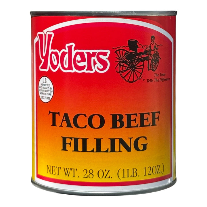 Yoder’s Canned Taco Beef Filling | 28 oz can | Real USA Beef | Fully Cooked | Shelf Stable Survival Food | 10+ Year Shelf Life | Ready to Eat | Ideal for Prepping, Storage &amp; Camping