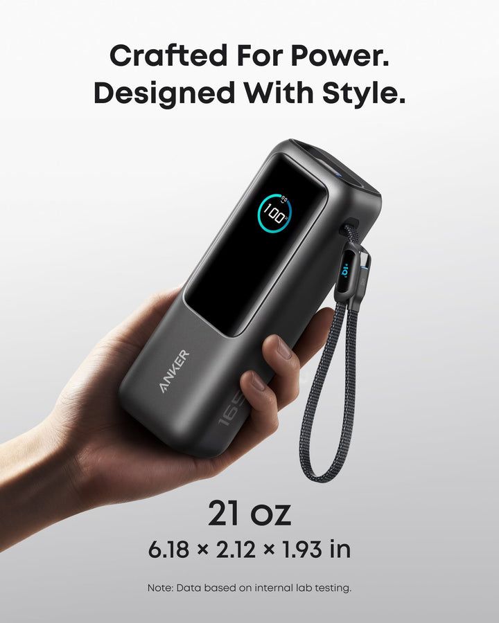 Anker Laptop Power Bank (25K, 165W, Built-In and Retractable Cables)