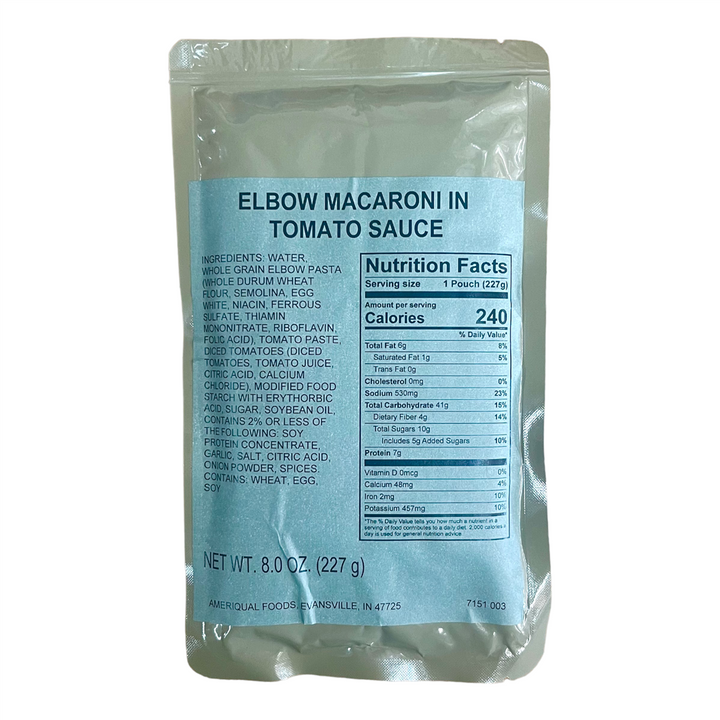 MRE Entree - Elbow Macaroni in Tomato Sauce