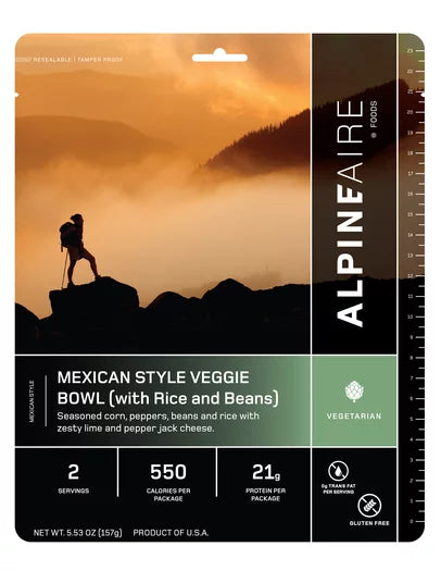 AlpineAire Mexican Style Veggie Bowl | Vegetarian &amp; Gluten-Free Cook-in-Pouch Meal