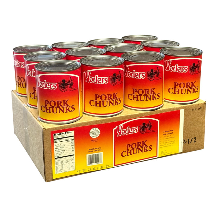 Yoder’s Canned Pork Chunks | 28 oz can | Real USA Pork | Fully Cooked | Shelf Stable Survival Food | 10+ Year Shelf Life | Ready to Eat | Ideal for Prepping, Storage &amp; Camping