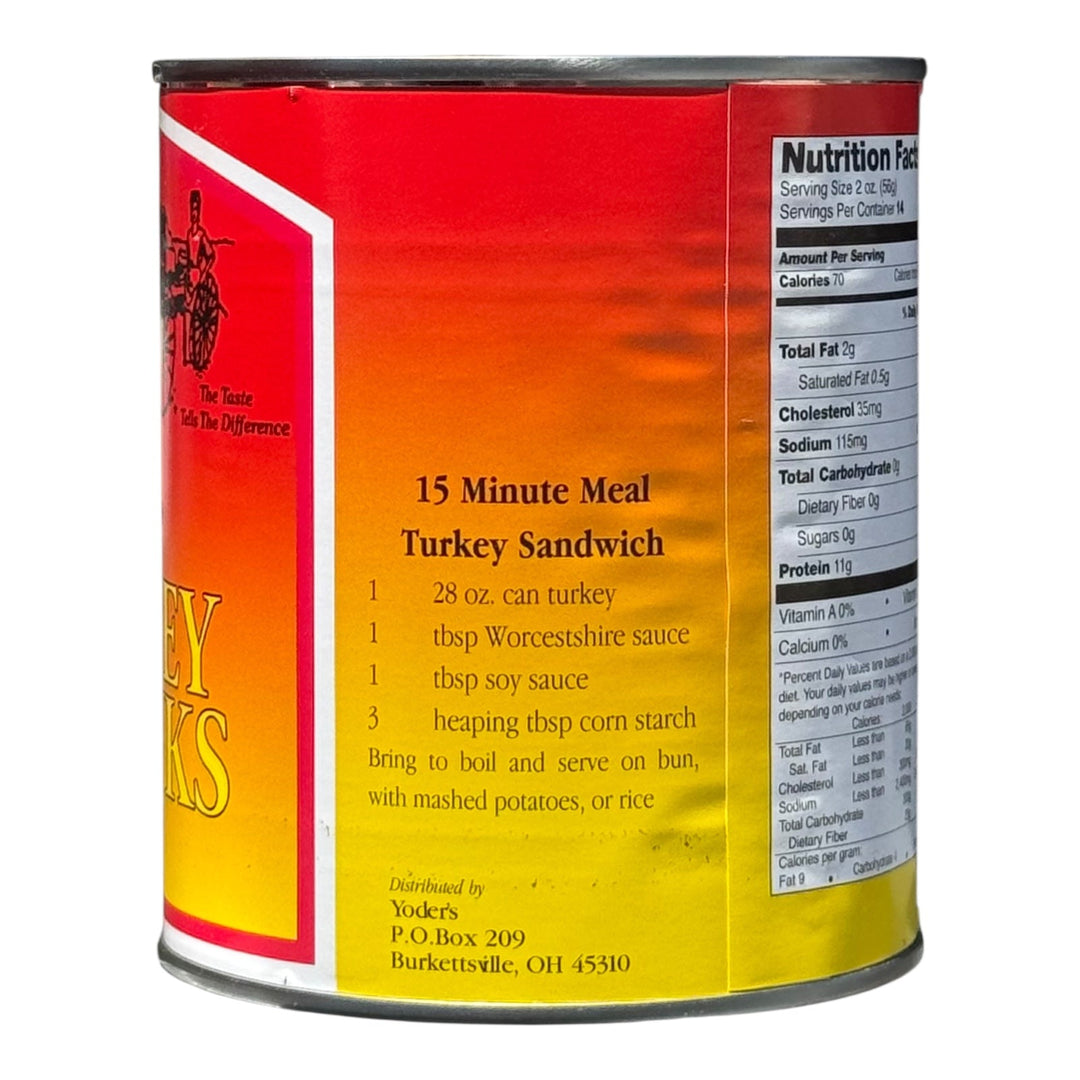 Yoder’s Canned Turkey Chunks | 28 oz can | Real USA Turkey | Fully Cooked | Shelf Stable Survival Food | 10+ Year Shelf Life | Ready to Eat | Ideal for Prepping, Storage &amp; Camping