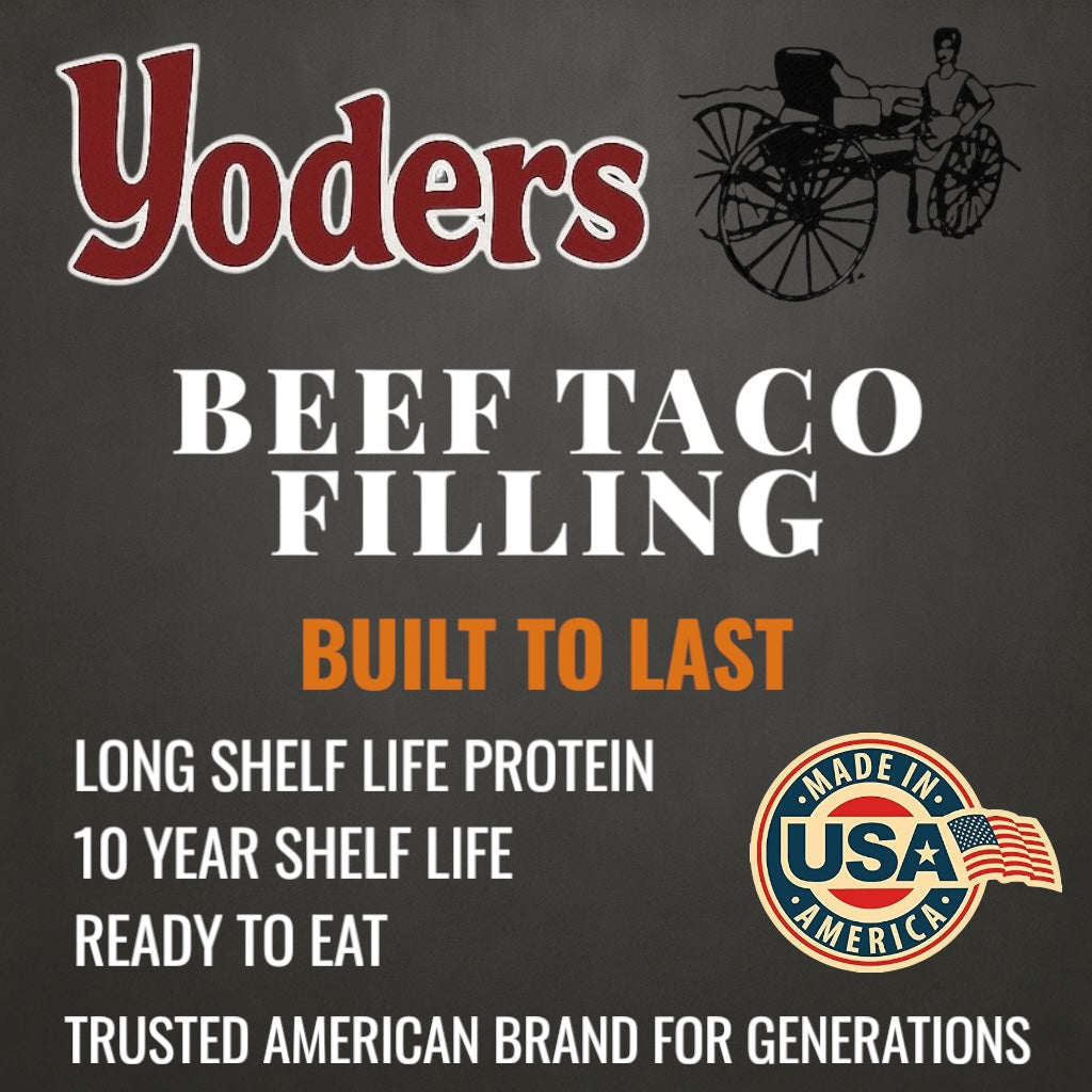 Yoder’s Canned Taco Beef Filling | 28 oz can | Real USA Beef | Fully Cooked | Shelf Stable Survival Food | 10+ Year Shelf Life | Ready to Eat | Ideal for Prepping, Storage &amp; Camping