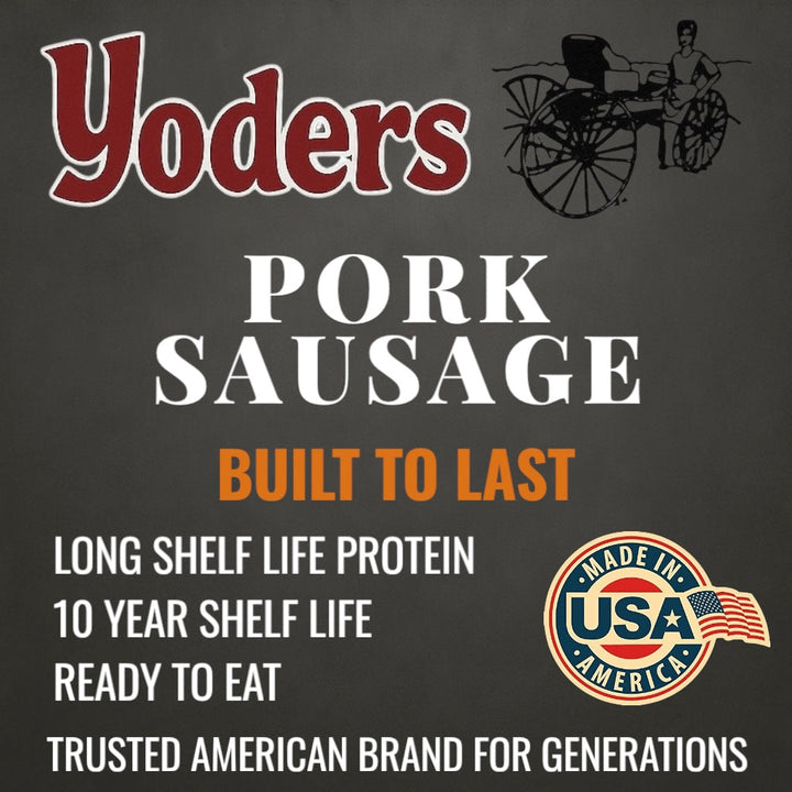 Yoder’s Canned Pork Sausage| 28 oz can | Real USA Pork | Fully Cooked | Shelf Stable Survival Food | 10+ Year Shelf Life | Ready to Eat | Ideal for Prepping, Storage &amp; Camping
