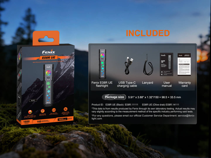 Fenix E08R UE Multi-Light EDC Flashlight With Red Light &amp; Green Laser