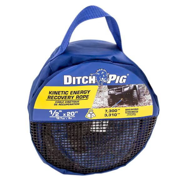 DitchPig Kinetic Recovery Rope (1/2in x 20ft, 7300 lb)