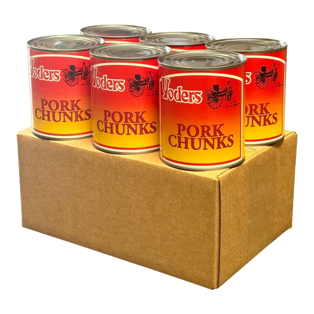 Yoder’s Canned Pork Chunks | 28 oz can | Real USA Pork | Fully Cooked | Shelf Stable Survival Food | 10+ Year Shelf Life | Ready to Eat | Ideal for Prepping, Storage &amp; Camping