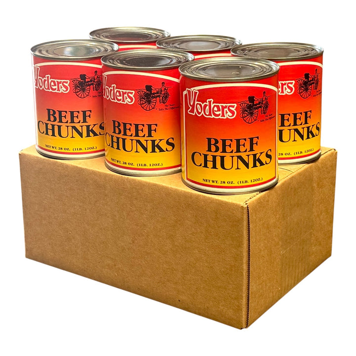 Yoder’s Canned Beef Chunks | 28 oz can | Real USA Beef | Fully Cooked | Shelf Stable Survival Food | 10+ Year Shelf Life | Ready to Eat | Ideal for Prepping, Storage &amp; Camping