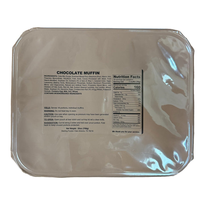 BULK 12 x Tray Packs, Military MRE Chocolate Muffin, Ready to Eat (UGR Component)