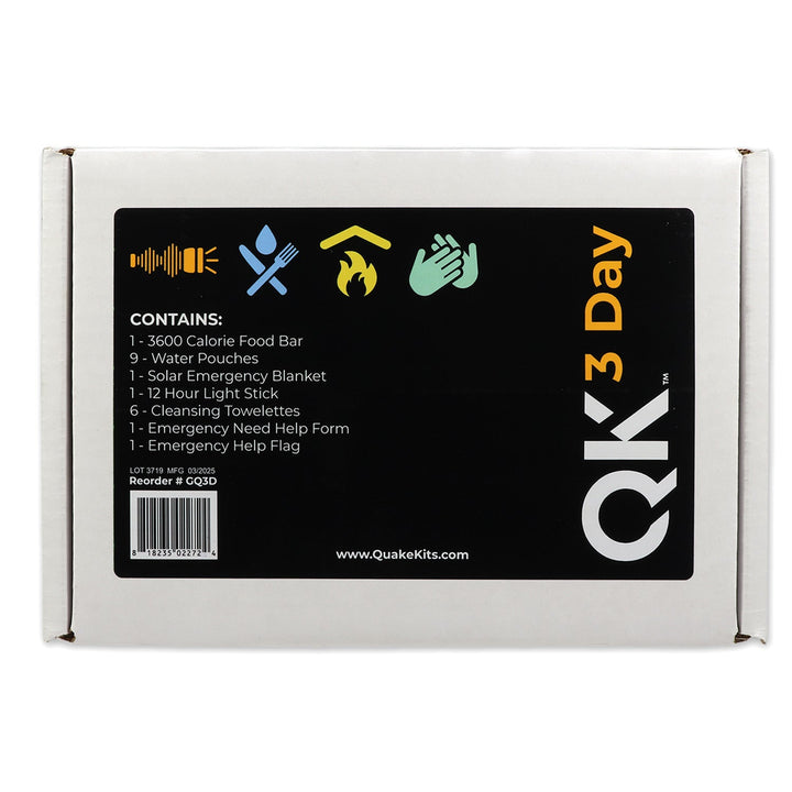 3 Day Quick Grab Kit | Quake Kits 72 Hour Bug Out Bag