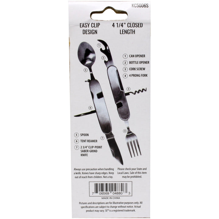 Knife Fork Spoon Combo Utility Tool with Can &amp; Bottle Opener