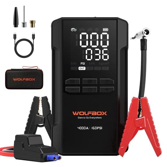 WOLFBOX JS24AIR 4000A Jump Starter + Air Compressor