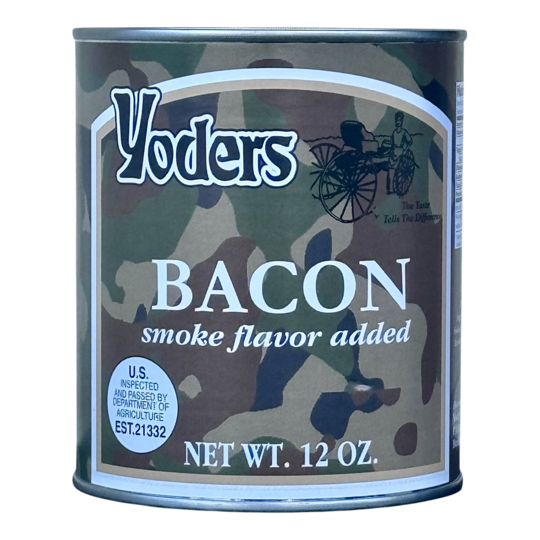 Yoder’s Canned Bacon | 12 oz can | Real USA Bacon | Fully Cooked | Shelf Stable Survival Food | 10+ Year Shelf Life | Ready to Eat | Ideal for Prepping, Storage &amp; Camping