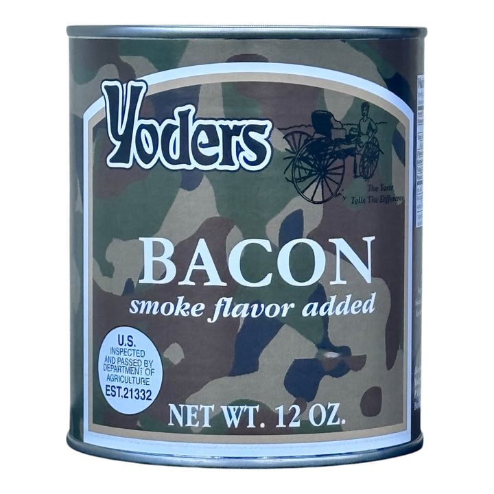 Yoder’s Canned Bacon | 12 oz can | Real USA Bacon | Fully Cooked | Shelf Stable Survival Food | 10+ Year Shelf Life | Ready to Eat | Ideal for Prepping, Storage &amp; Camping