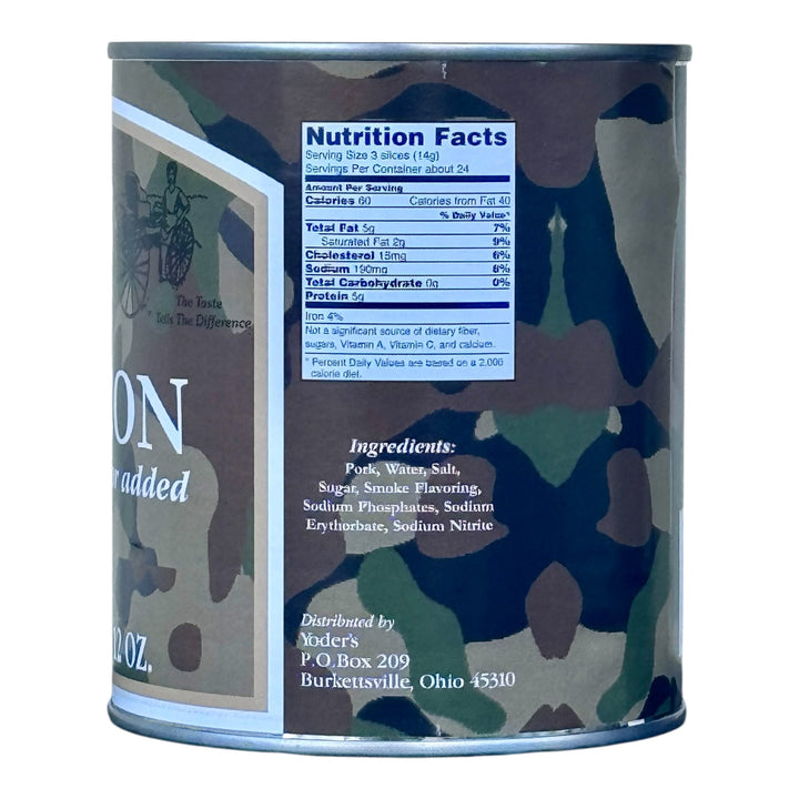 Yoder’s Canned Bacon | 12 oz can | Real USA Bacon | Fully Cooked | Shelf Stable Survival Food | 10+ Year Shelf Life | Ready to Eat | Ideal for Prepping, Storage &amp; Camping