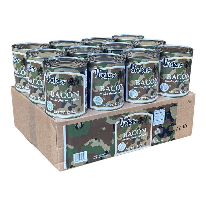 Yoder’s Canned Bacon | 12 oz can | Real USA Bacon | Fully Cooked | Shelf Stable Survival Food | 10+ Year Shelf Life | Ready to Eat | Ideal for Prepping, Storage &amp; Camping