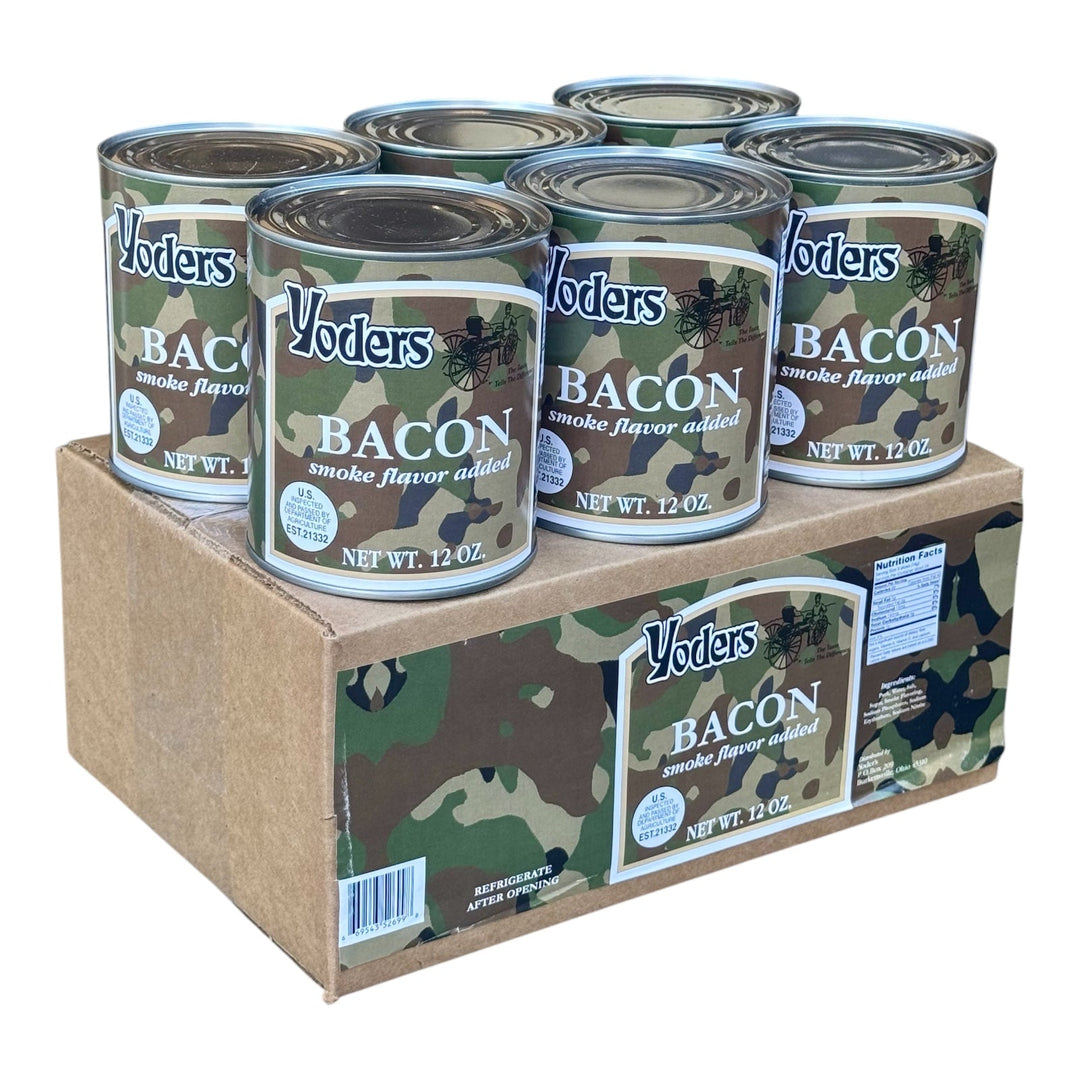 Yoder’s Canned Bacon | 12 oz can | Real USA Bacon | Fully Cooked | Shelf Stable Survival Food | 10+ Year Shelf Life | Ready to Eat | Ideal for Prepping, Storage &amp; Camping