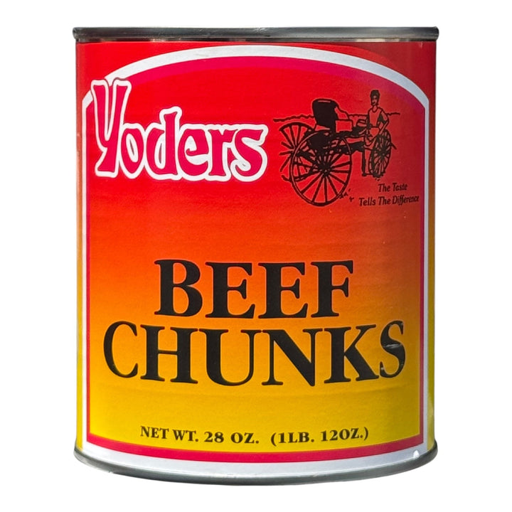 Yoder’s Canned Beef Chunks | 28 oz can | Real USA Beef | Fully Cooked | Shelf Stable Survival Food | 10+ Year Shelf Life | Ready to Eat | Ideal for Prepping, Storage &amp; Camping
