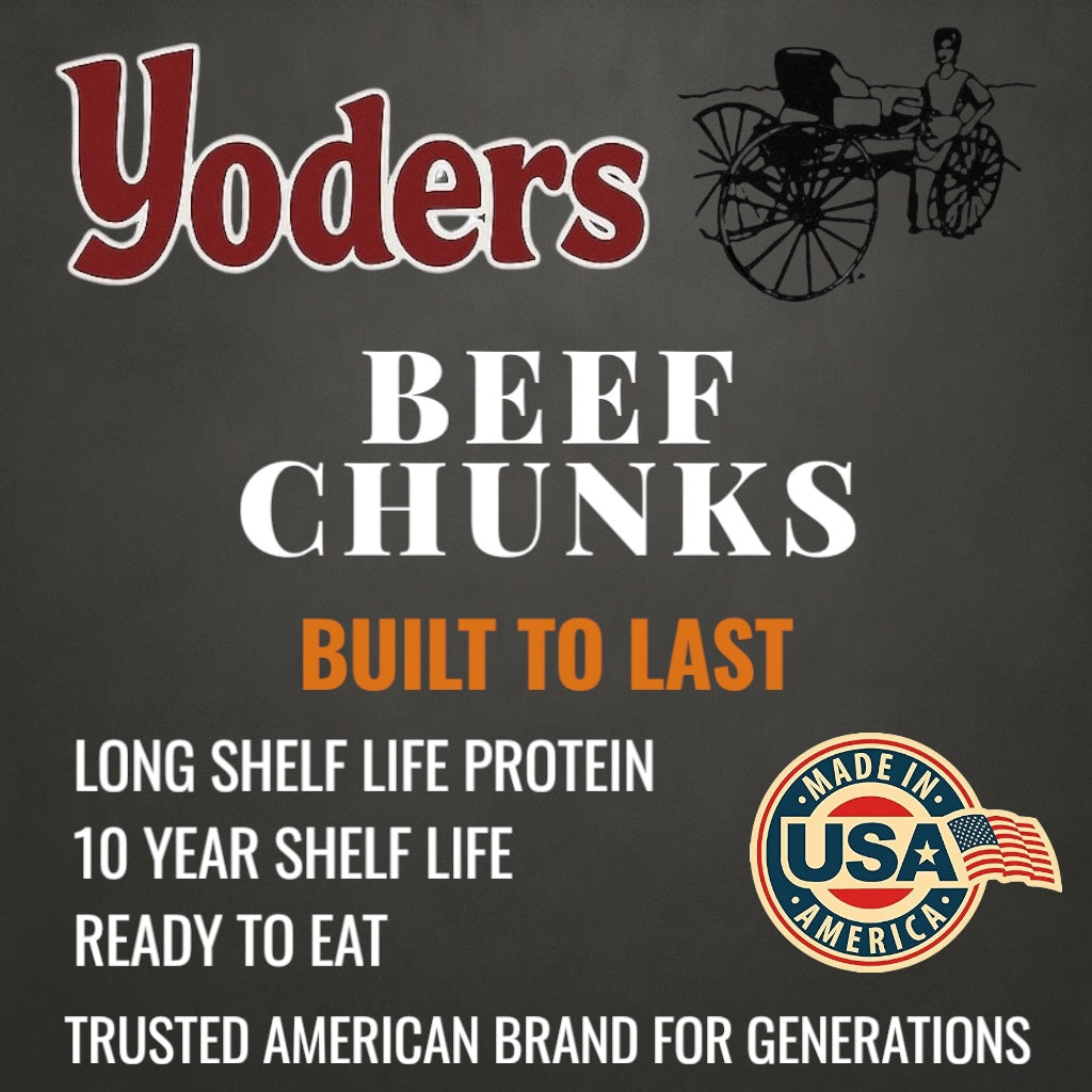 Yoder’s Canned Beef Chunks | 28 oz can | Real USA Beef | Fully Cooked | Shelf Stable Survival Food | 10+ Year Shelf Life | Ready to Eat | Ideal for Prepping, Storage &amp; Camping