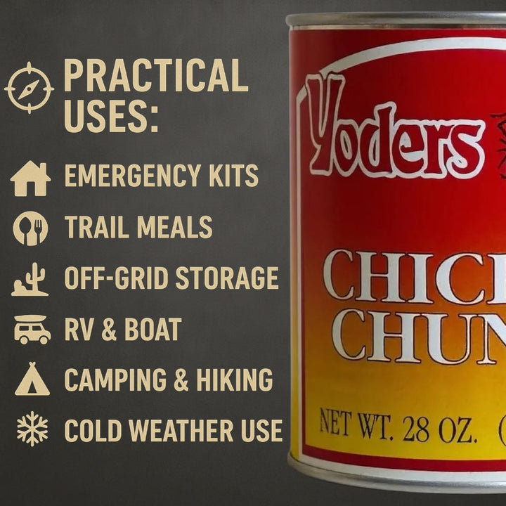 Yoder’s Canned Chicken Chunks | 28 oz can | Real USA Chicken | Fully Cooked | Shelf Stable Survival Food | 10+ Year Shelf Life | Ready to Eat | Ideal for Prepping, Storage &amp; Camping