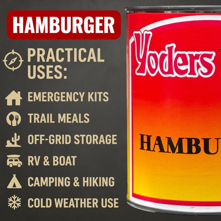 Yoder’s Canned Ground Beef/Hamburger | 28 oz can | Real USA Beef | Fully Cooked | Shelf Stable Survival Food | 10+ Year Shelf Life | Ready to Eat | Ideal for Prepping, Storage &amp; Camping