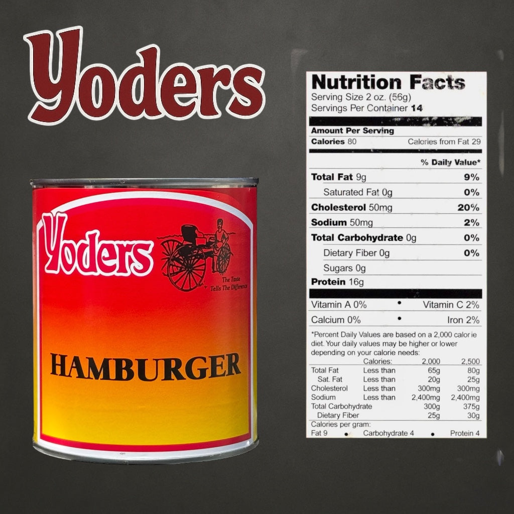 Yoder’s Canned Ground Beef/Hamburger | 28 oz can | Real USA Beef | Fully Cooked | Shelf Stable Survival Food | 10+ Year Shelf Life | Ready to Eat | Ideal for Prepping, Storage &amp; Camping