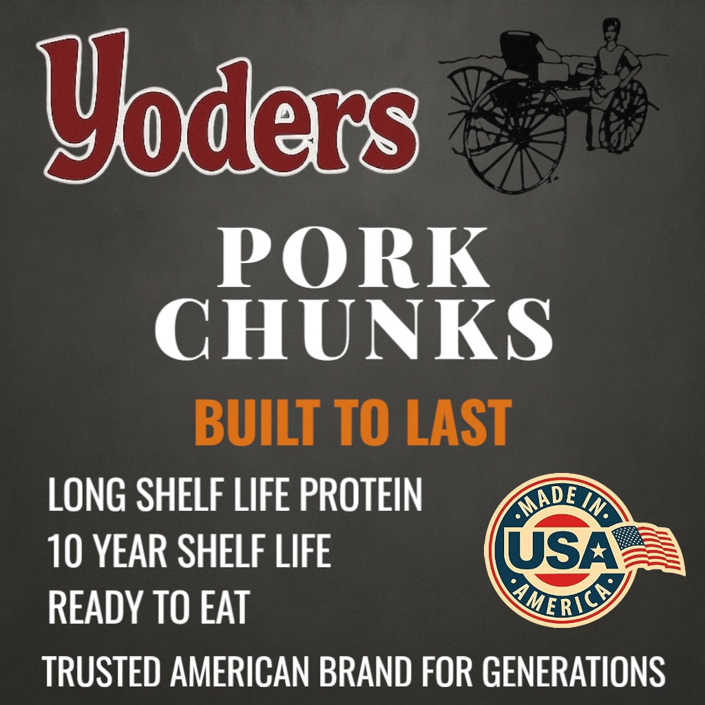 Yoder’s Canned Pork Chunks | 28 oz can | Real USA Pork | Fully Cooked | Shelf Stable Survival Food | 10+ Year Shelf Life | Ready to Eat | Ideal for Prepping, Storage &amp; Camping