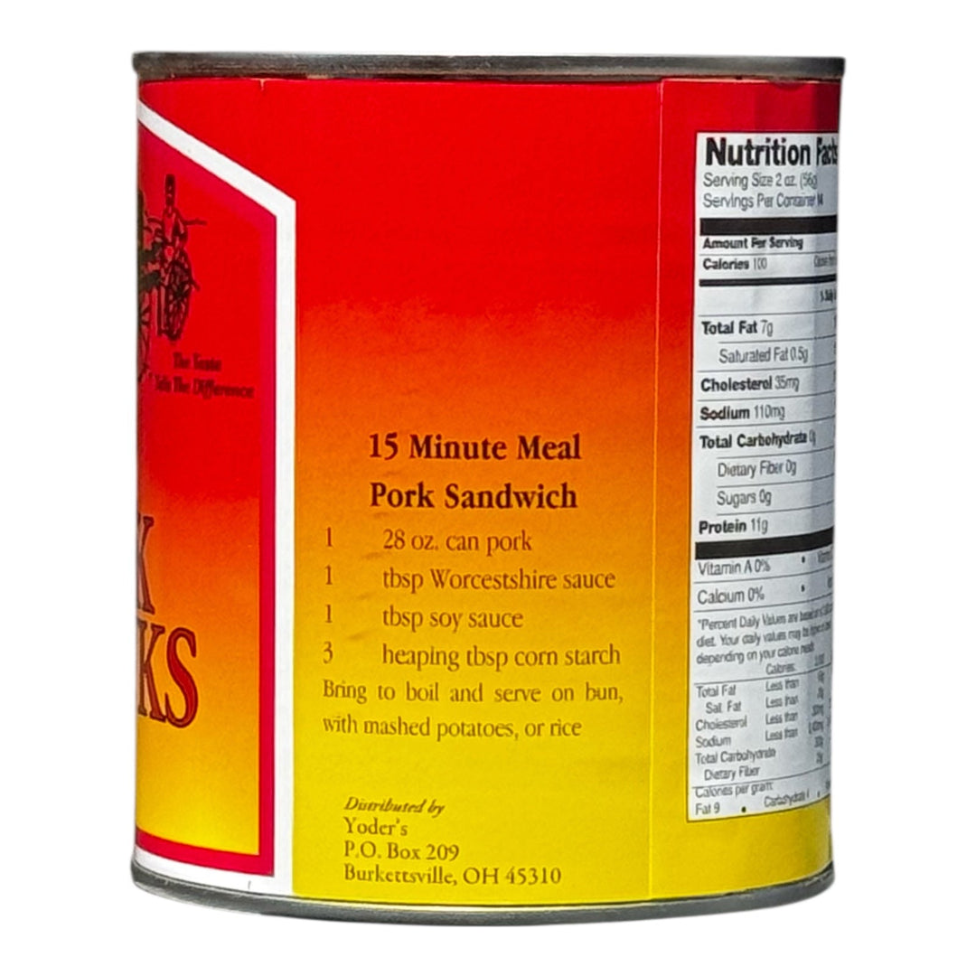 Yoder’s Canned Pork Chunks | 28 oz can | Real USA Pork | Fully Cooked | Shelf Stable Survival Food | 10+ Year Shelf Life | Ready to Eat | Ideal for Prepping, Storage &amp; Camping
