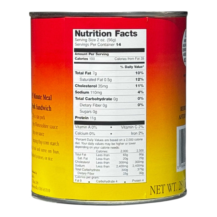 Yoder’s Canned Pork Chunks | 28 oz can | Real USA Pork | Fully Cooked | Shelf Stable Survival Food | 10+ Year Shelf Life | Ready to Eat | Ideal for Prepping, Storage &amp; Camping